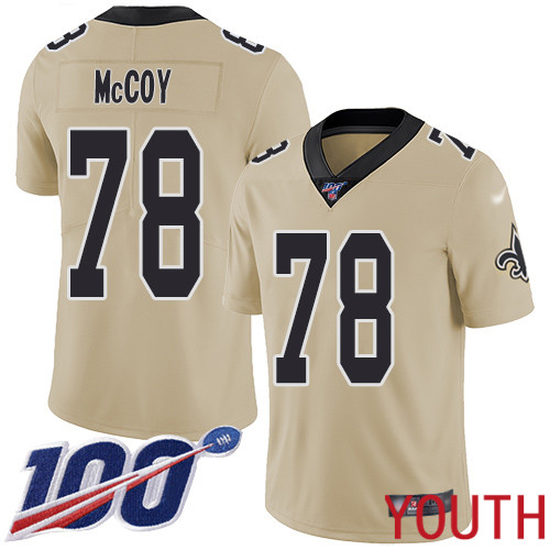 New Orleans Saints Limited Gold Youth Erik McCoy Jersey NFL Football #78 100th Season Inverted Legend Jersey